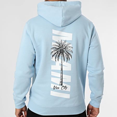 Luxury Lovers - Casaco com capuz Miami Palm Azul claro Branco