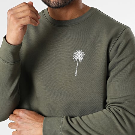 Luxury Lovers - Sweat Crewneck Miami Palm Vert Kaki Blanc