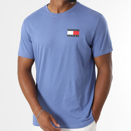 Tommy Jeans - Tee Shirt Slim Essential Flag 0740 Bleu Clair