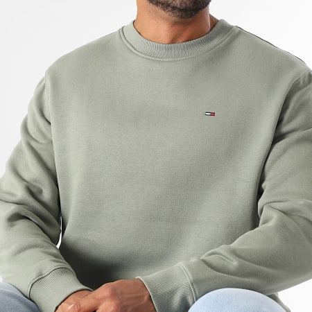 Tommy Jeans - Sweat Crewneck Flag 0741 Vert Kaki