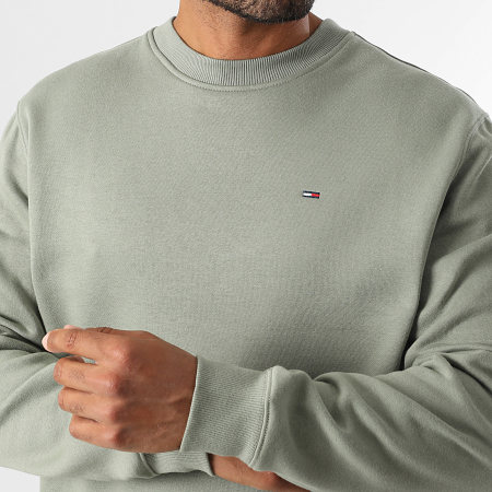 Tommy Jeans - Sweat Crewneck Flag 0741 Vert Kaki