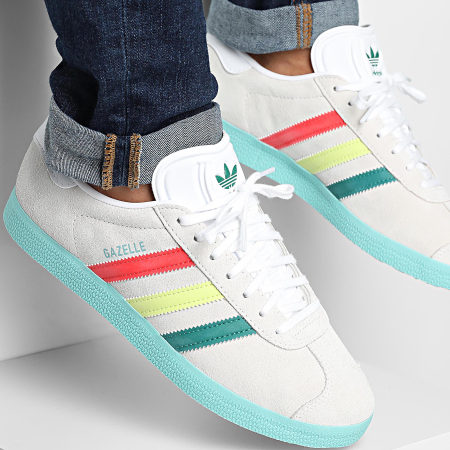 Adidas Originals - Gazelle Sneakers JR4176 Footwear White Lush Green Bahia Glow - Ryses Adidas Originals - Gazelle Sneakers JR4176 Footwear White Lush Green Bahia Glow - Ryses