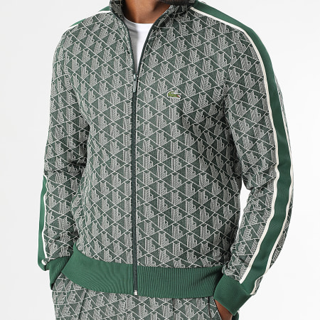 Lacoste - Jas met geborduurd krokodillenlogo en ritssluiting Regular Fit Groen Beige