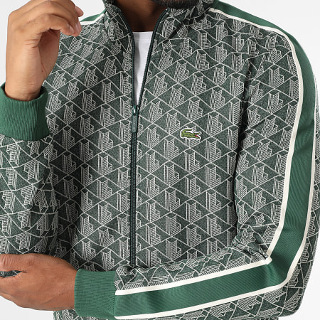 Lacoste - Jas met geborduurd krokodillenlogo en ritssluiting Regular Fit Groen Beige