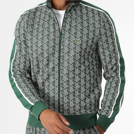 Lacoste - Jas met geborduurd krokodillenlogo en ritssluiting Regular Fit Groen Beige