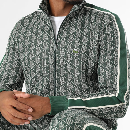 Lacoste - Jas met geborduurd krokodillenlogo en ritssluiting Regular Fit Groen Beige