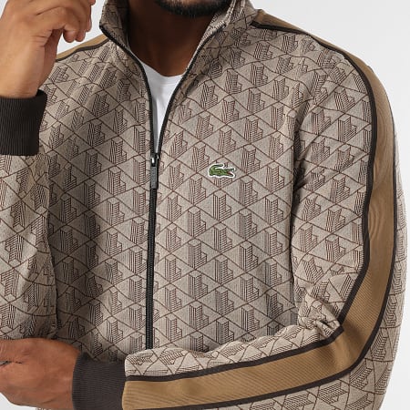 Lacoste - Chaqueta con cremallera y logotipo bordado de cocodrilo Regular Fit Beige