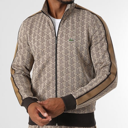 Lacoste - Chaqueta con cremallera y logotipo bordado de cocodrilo Regular Fit Beige