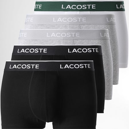 Lacoste - Set van 5 klassieke zwart-witte heidegrijze boxershorts