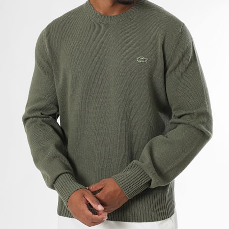 Lacoste - Pull Logo Brodé Crocodile Classic Fit Vert Kaki