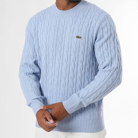 Lacoste - Pull En Maille Logo Brodé Crocodile Classic Fit Bleu Clair