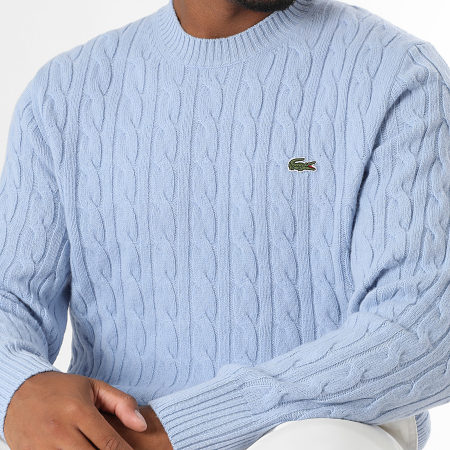 Lacoste - Pull En Maille Logo Brodé Crocodile Classic Fit Bleu Clair