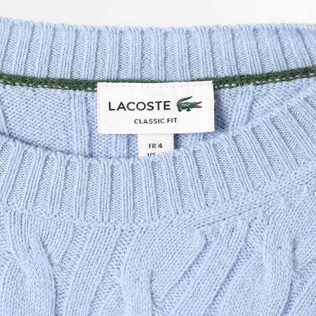 Lacoste - Pull En Maille Logo Brodé Crocodile Classic Fit Bleu Clair