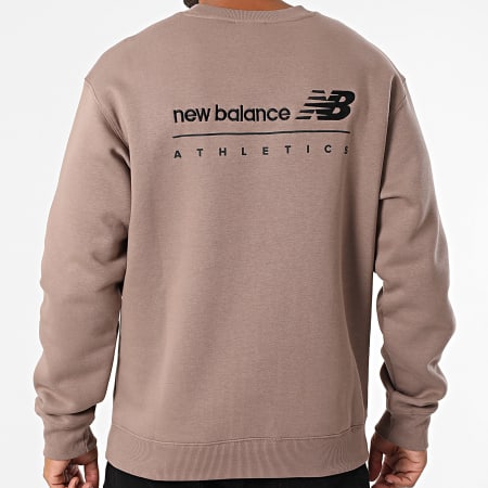 New Balance - Sweat Crewneck Relaxed Fit Linear Graphic MT53529 Marron