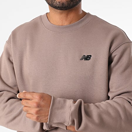 New Balance - Sweat Crewneck Relaxed Fit Linear Graphic MT53529 Marron