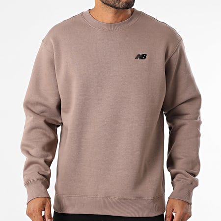 New Balance - Sweat Crewneck Relaxed Fit Linear Graphic MT53529 Marron