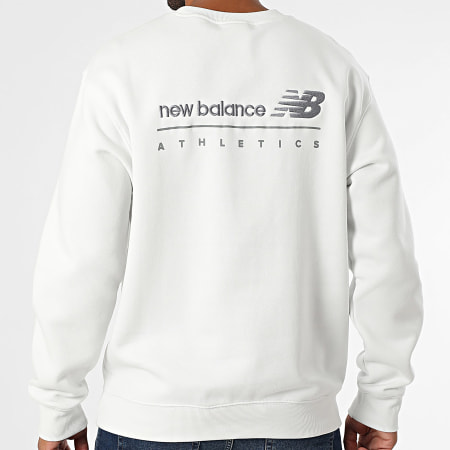 New Balance - Sweat Crewneck Relaxed Fit Linear Graphic MT53529 Blanc