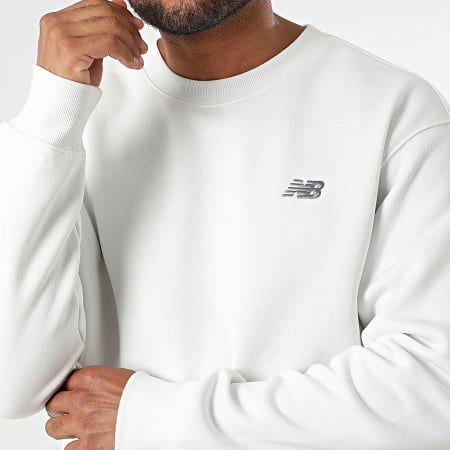 New Balance - Sweat Crewneck Relaxed Fit Linear Graphic MT53529 Blanc