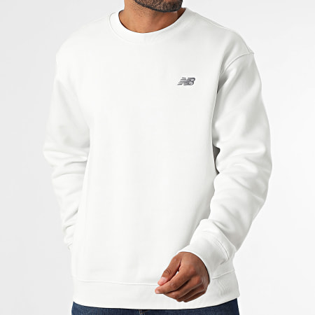 New Balance - Sweat Crewneck Relaxed Fit Linear Graphic MT53529 Blanc