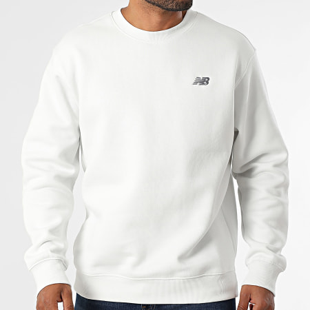 New Balance - Sweat Crewneck Relaxed Fit Linear Graphic MT53529 Blanc