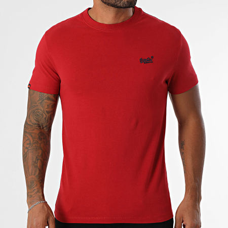 Superdry - Camiseta Essential Logo Bordado M1011245A Rojo