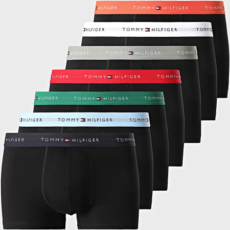Tommy Hilfiger - Lot De 7 Boxers 3385 Noir Blanc Bleu Vert Rouge Orange