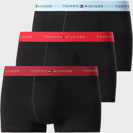 Tommy Hilfiger - Lot De 3 Boxers 2763 Noir Rouge Bordeaux Bleu Clair