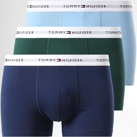 Tommy Hilfiger - Lot De 3 Boxers Trunk 2761 Bleu Clair Bleu Marine Vert Foncé