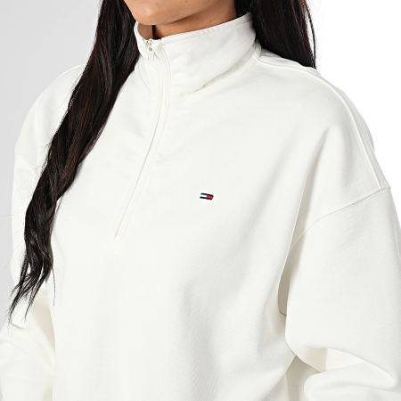 Tommy Jeans - Sudadera blanca con cremallera Flag 1589 para mujer