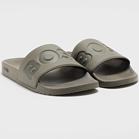 BOSS - Claquettes Aryeh 50536835 Vert Kaki
