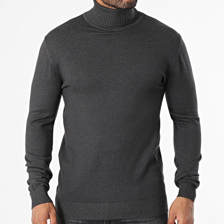 KZR - Pull Col Roulé 053 Gris Anthracite Chiné
