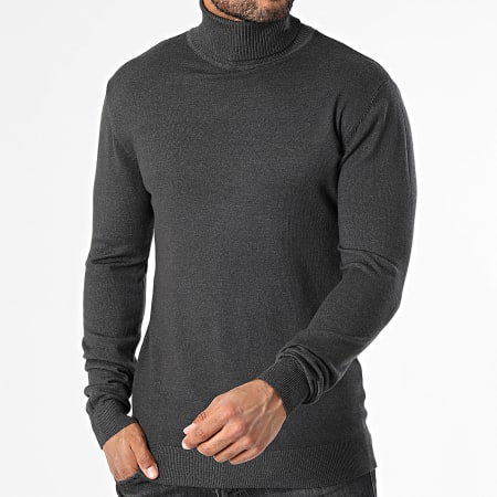 KZR - Pull Col Roulé 053 Gris Anthracite Chiné