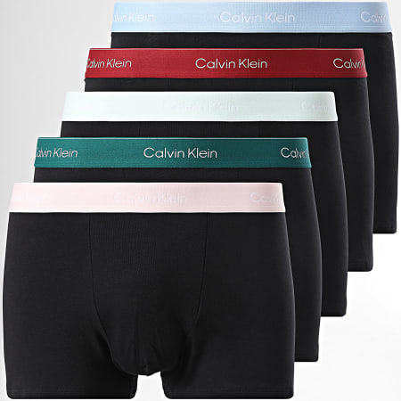 Calvin Klein - Juego de 5 Boxers Relaxed Fit NB4437 Negro Rosa Verde Oscuro Verde Claro Azul Claro Rojo