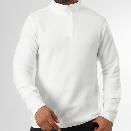 LBO - Sudadera polar con cuello de cremallera 0002 Blanco