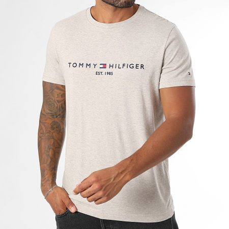 Tommy Hilfiger - Tee Shirt Slim Logo 1797 Beige Chiné