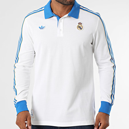 Adidas Originals - Polo Manches Longues A Bandes Real Madrid Icon JN3065 Blanc