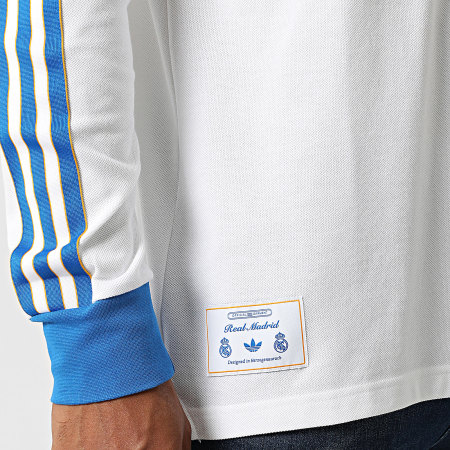 Adidas Originals - Polo Manches Longues A Bandes Real Madrid Icon JN3065 Blanc
