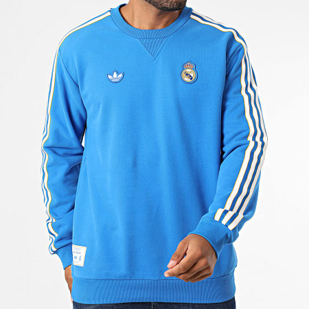 Adidas Originals - Sweat Crewneck A Bandes Real Madrid Icon JN3066 Bleu Roi