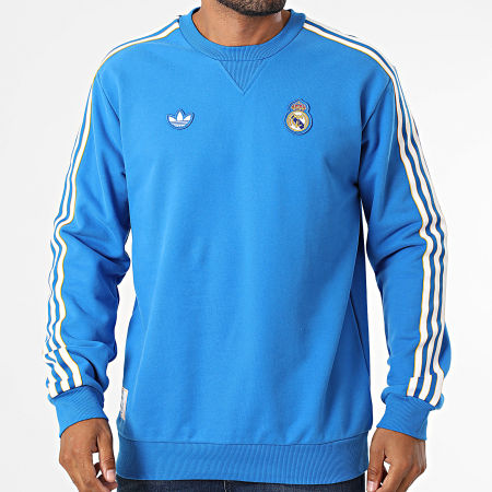 Adidas Originals - Sweat Crewneck A Bandes Real Madrid Icon JN3066 Bleu Roi