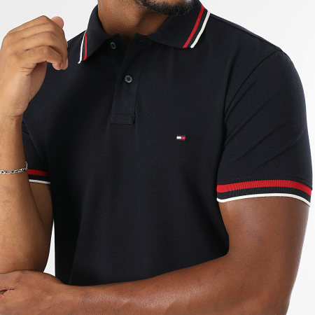 Tommy Hilfiger - Polo Manches Courtes Cuff Interest 0308 Bleu Marine