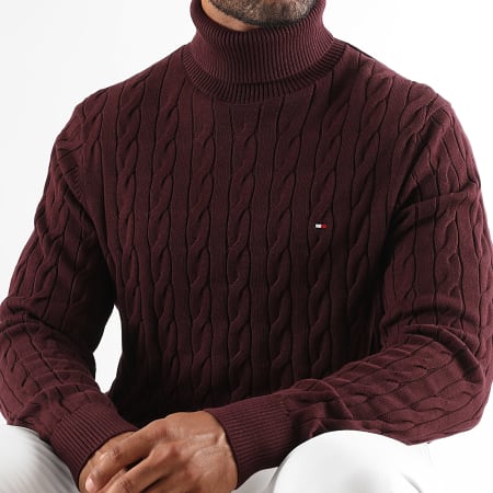 Tommy Hilfiger - Jersey clásico de algodón con cuello vuelto 0439 Burdeos
