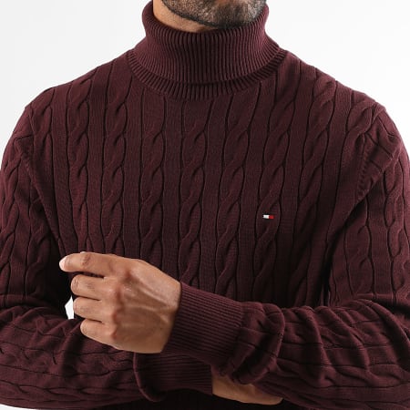 Tommy Hilfiger - Jersey clásico de algodón con cuello vuelto 0439 Burdeos