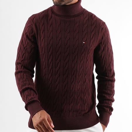 Tommy Hilfiger - Jersey clásico de algodón con cuello vuelto 0439 Burdeos