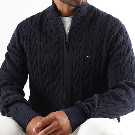 Tommy Hilfiger - Sudadera clásica de algodón con cremallera 0440 Azul marino
