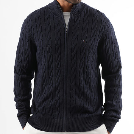 Tommy Hilfiger - Sudadera clásica de algodón con cremallera 0440 Azul marino