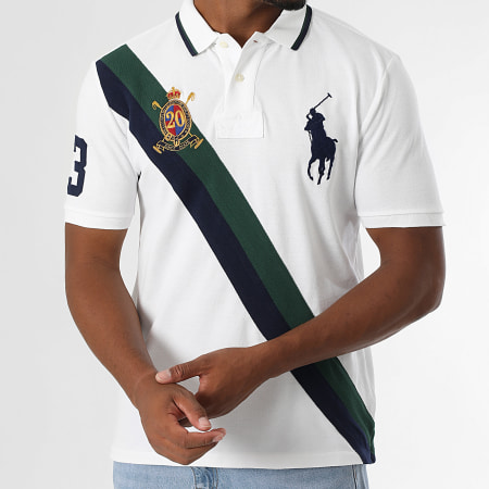 Polo Ralph Lauren - Polo Manches Courtes Slim Fit Big Player Blanc