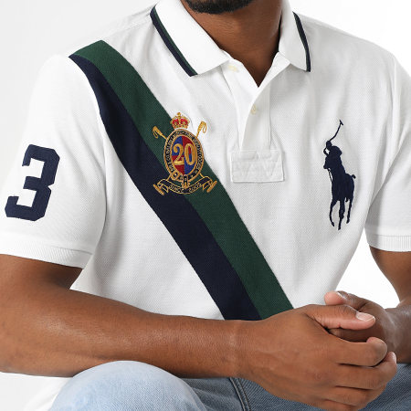 Polo Ralph Lauren - Polo Manches Courtes Slim Fit Big Player Blanc