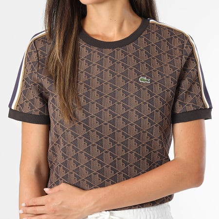 Lacoste - Tee Shirt Femme Slim Fit Logo Brodé Crocodile The Blend Violet