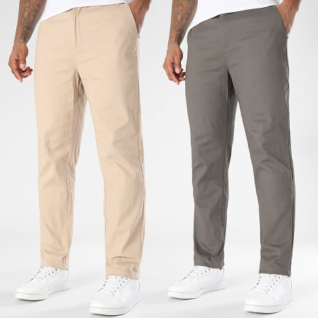 LBO - Lot De 2 Pantalons Chino 2280 Beige Gris Anthracite