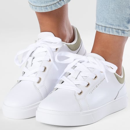 Tommy Hilfiger - Baskets Femme Casual Cupsole Sneaker 8816 White Earth Sage